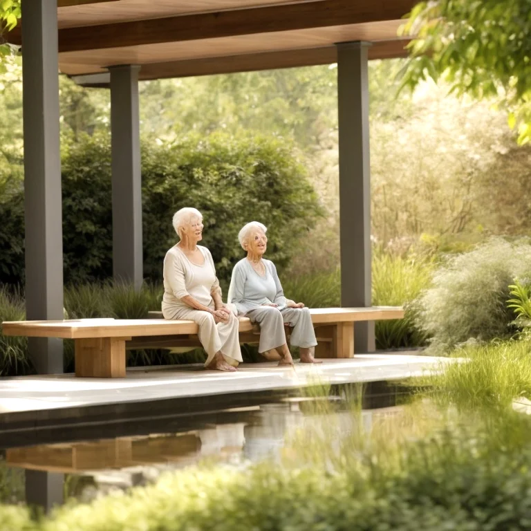 Senior participants enjoying a guided meditation session outdoors